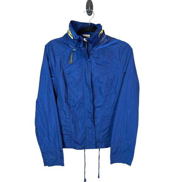 Y2K DKNY Blue Windbreaker Long Sleeve Zip Up Hooded Crop Rain Jacket Size Small - Picture 1 of 9